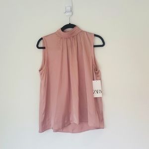 Flowy Blush Pink Sleeveless Top by Zara